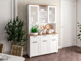 Буфет Катерини (дуб бельмунд/белое дерево) в Новом Шарапе - novyj-sharap.mebel-nsk.ru | фото