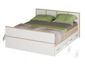 Двуспальная кровать 1,4м Сакура (дуб сонома/белый) в Новом Шарапе - novyj-sharap.mebel-nsk.ru | фото