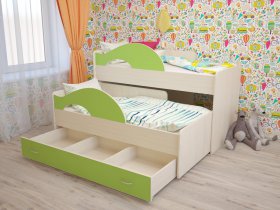 Кровать детская двухуровневая Радуга 80*160 в Новом Шарапе - novyj-sharap.mebel-nsk.ru | фото
