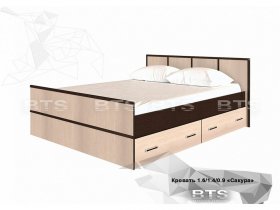Кровать двуспальная с ящиками 1,4м Сакура (BTS) в Новом Шарапе - novyj-sharap.mebel-nsk.ru | фото