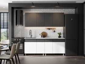 Кухонный гарнитур София (2,0м) (бланж/графит матовый) в Новом Шарапе - novyj-sharap.mebel-nsk.ru | фото