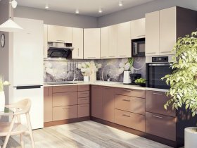 Модульная кухня Классика (ваниль/шоколад) в Новом Шарапе - novyj-sharap.mebel-nsk.ru | фото