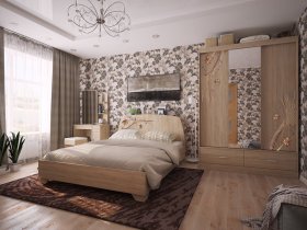 Модульная спальня Виктория-1 (дуб сонома) в Новом Шарапе - novyj-sharap.mebel-nsk.ru | фото