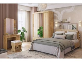 Модульная спальня Виктория-1 (дуб крафт золотой) в Новом Шарапе - novyj-sharap.mebel-nsk.ru | фото