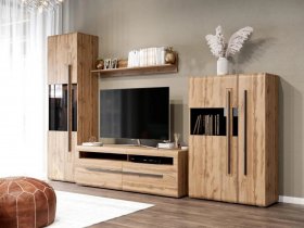 Модульная стенка Ницца (дуб вотан) в Новом Шарапе - novyj-sharap.mebel-nsk.ru | фото