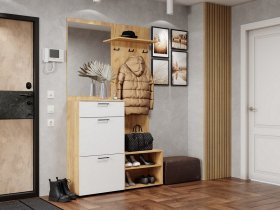 Прихожая Монтана (дуб крафт золотой/белый) в Новом Шарапе - novyj-sharap.mebel-nsk.ru | фото