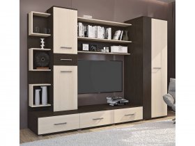 Стенка Верона (дуб венге/дуб молочный) в Новом Шарапе - novyj-sharap.mebel-nsk.ru | фото