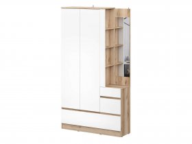 Вешалка с зеркалом Брауни (дуб делано/белый) в Новом Шарапе - novyj-sharap.mebel-nsk.ru | фото